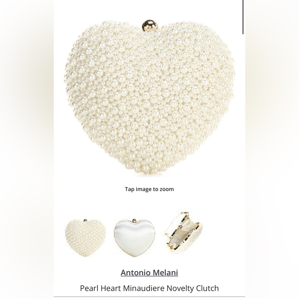Antonio Melani Pearl Heart Minaudiere Novelty Clutch - Ivory- Used Once.